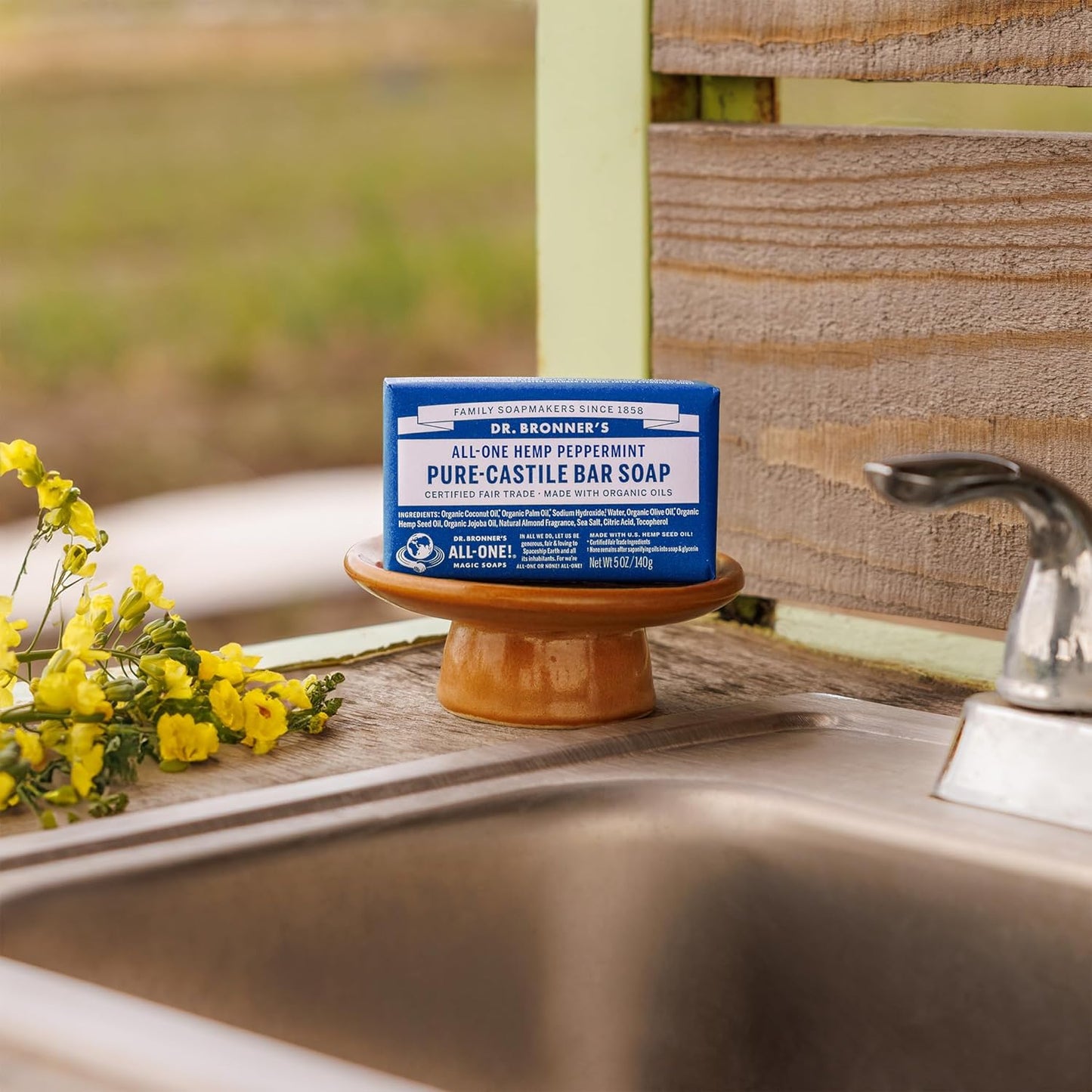 Dr. Bronner's Pure-Castile Magic Soap Bars (Peppermint, 5 oz) - Made with Regenerative Organic Certified Oils - For Face, Body & Hair - Gentle, Vegan - Bar Soaps for Men & Women(Pack of 6)