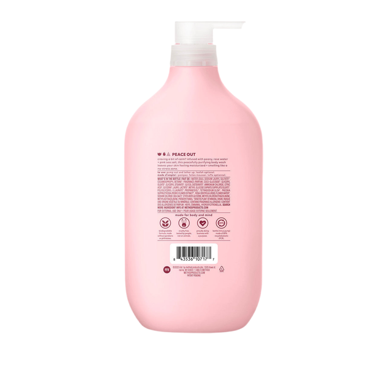 Method, Body Wash,Pure Peace, 28 oz (828mL), Paraben & Phthalate Free, Biodegradable Formula,(Pack of 1)