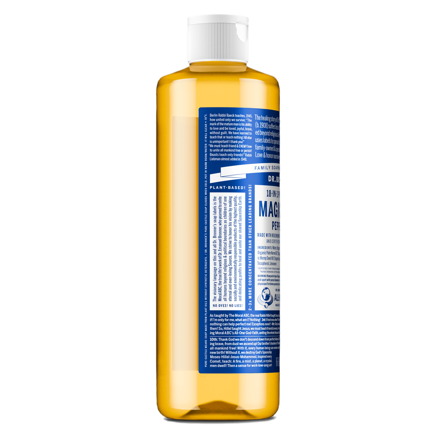 Dr. Bronner's Pure-Castile Magic Liquid Soap (Peppermint, 8 Ounce)- Made with Organic Oils, 18-in1 Uses: Face, Hair, Hand & Body Soap, Laundry, Pets- Concentrated, Vegan, Non-GMO