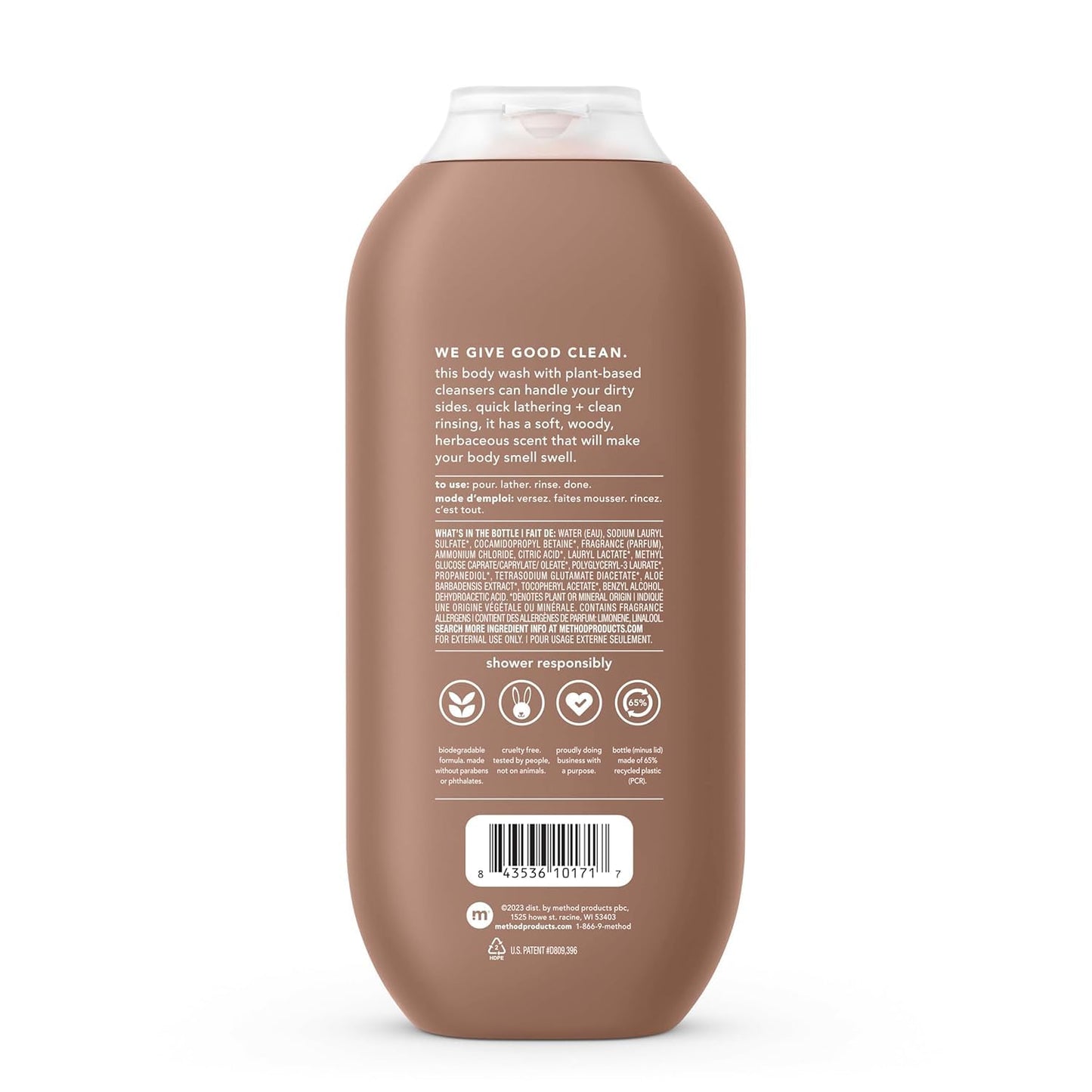 Method, Men, Body Wash,Sandalwood + Vetiver, 532ml(18fl oz)-(Pack of 1)