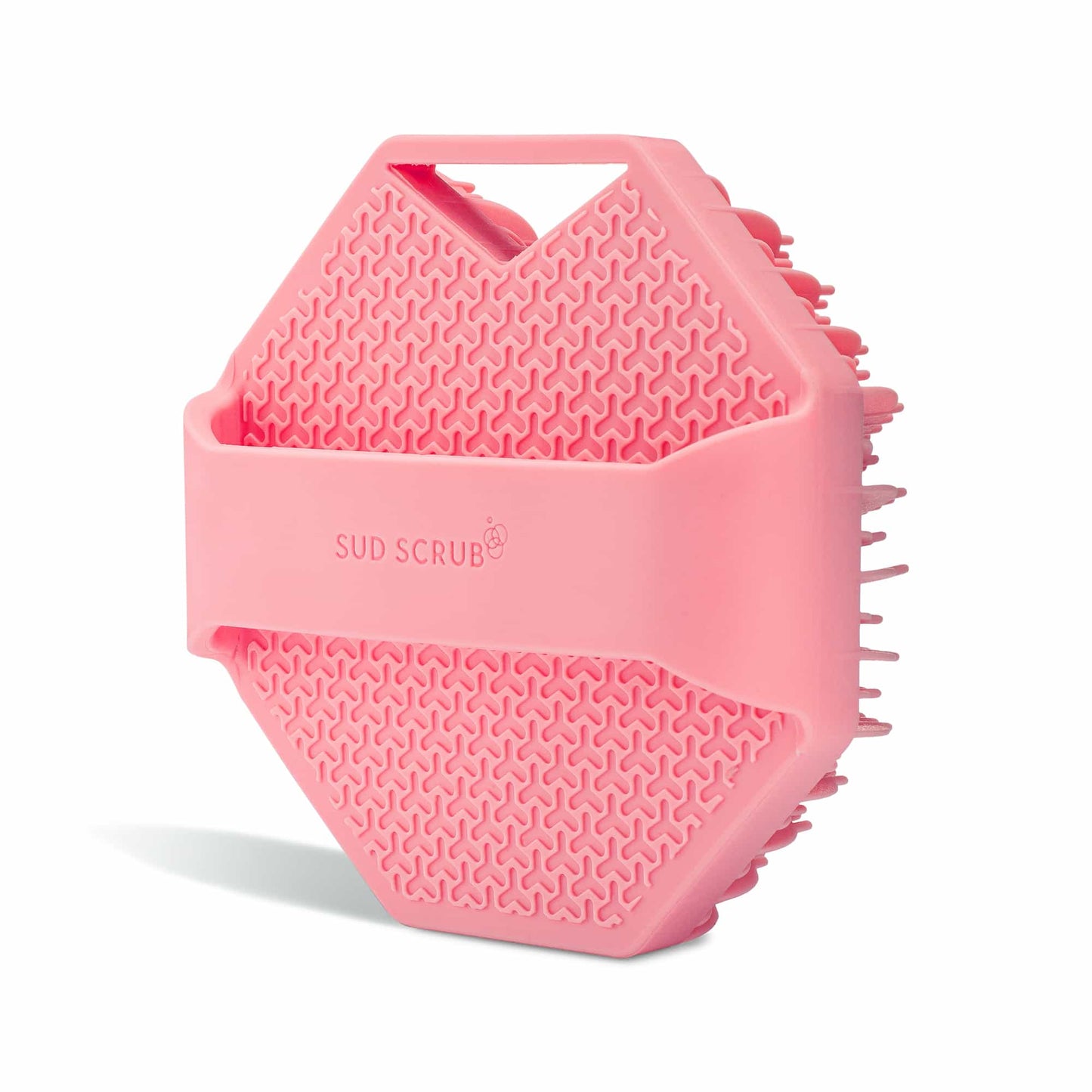 Sud Scrub® Antimicrobial Silicone Body Scrubber, Exfoliating Body Scrubber for Sensitive Skin, Eco Friendly Shower Scrubber for Body, Silicone Body Brush for Showering, (Pink)