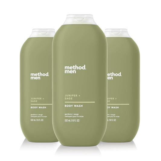 Method Men, Body Wash, Juniper + Sage, Paraben and Phthalate Free, 532ml(18fl oz)-(Pack of 3)