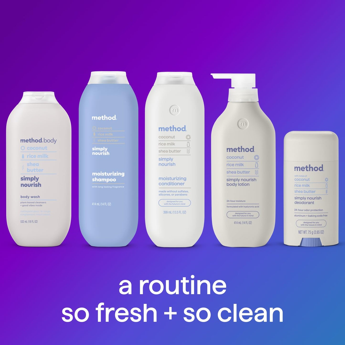 Method, Body Wash,Simply Nourish, 28 oz (828mL), Paraben & Phthalate Free, Biodegradable Formula,(Pack of 1)