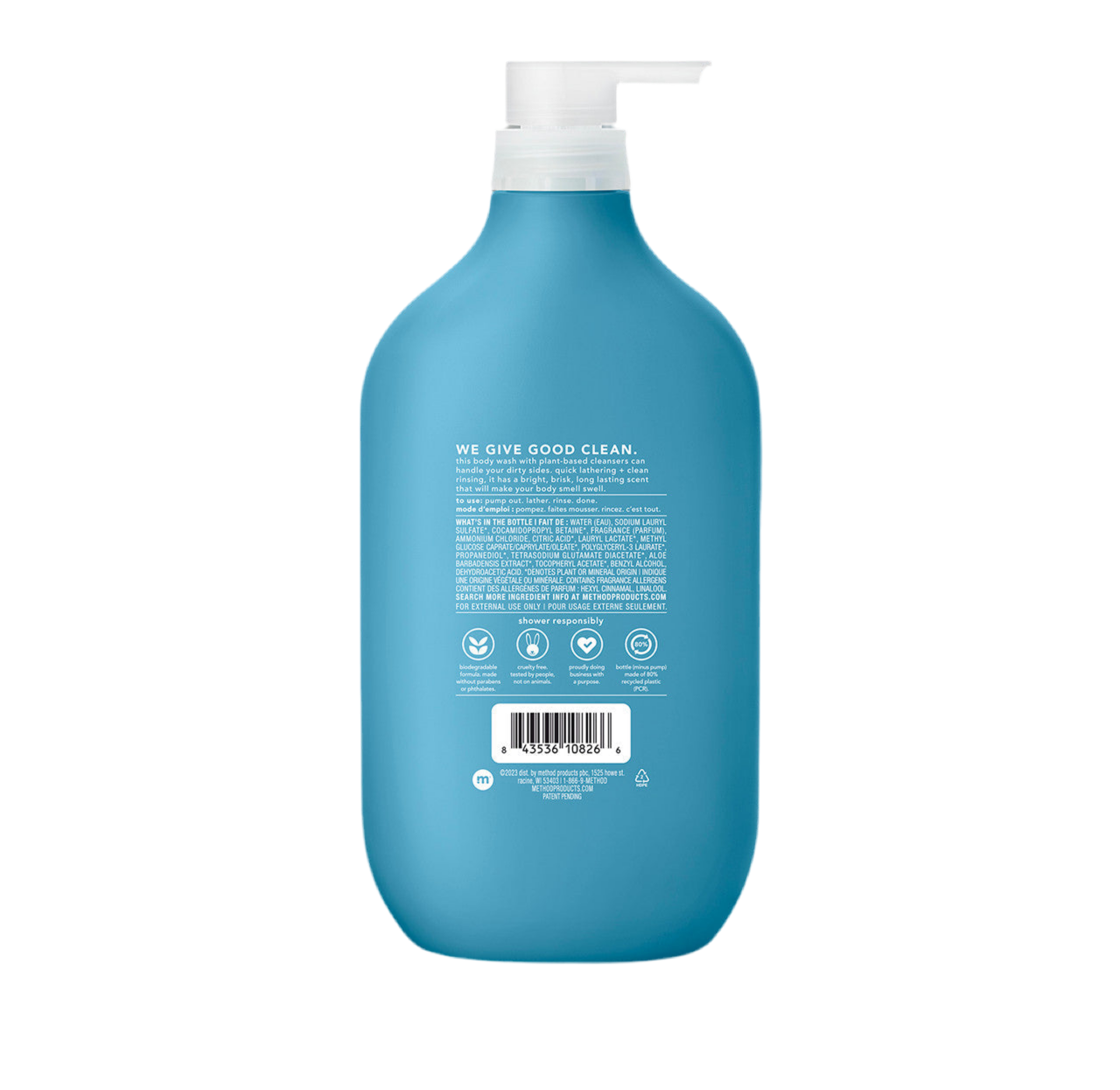 Method, Body Wash, Glacier + Granite, 28 oz (828mL), Paraben & Phthalate Free, Biodegradable Formula,(Pack of 1)