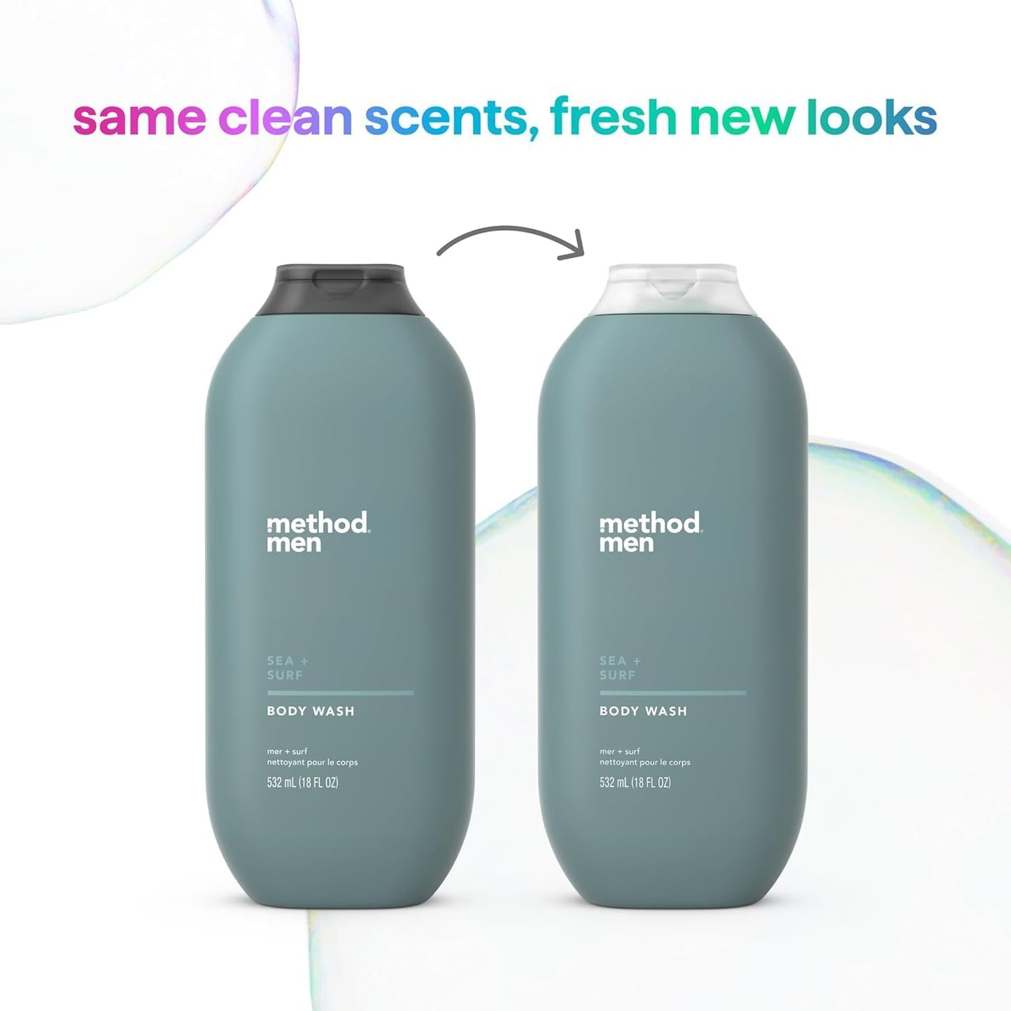 Method Men, Body Wash, Sea + Surf, Paraben and Phthalate Free, 532ml(18fl oz)-(Pack of 3)