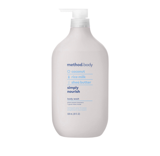 Method, Body Wash,Simply Nourish, 28 oz (828mL), Paraben & Phthalate Free, Biodegradable Formula,(Pack of 1)