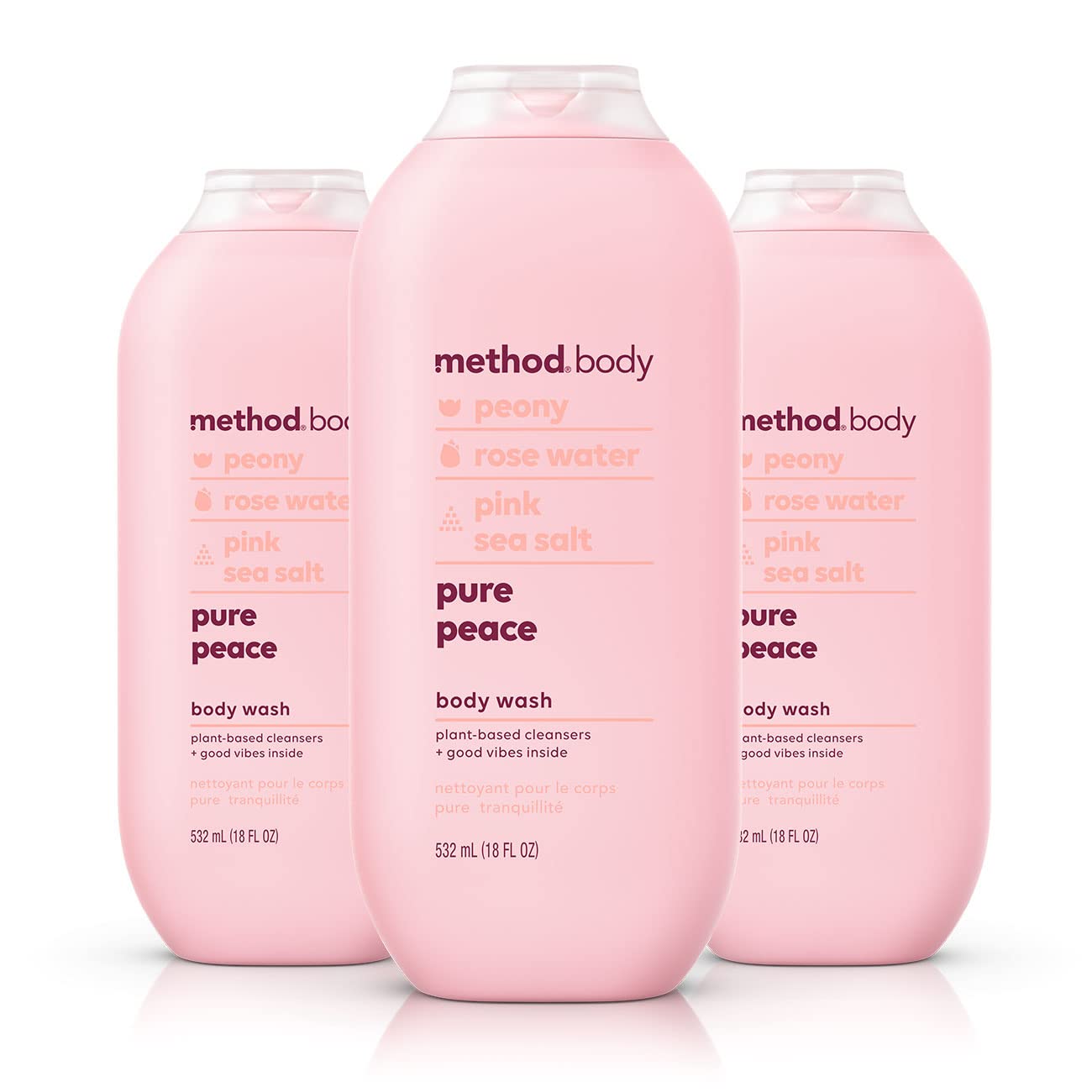 Method Men, Body Wash, Pure Peace, Paraben and Phthalate Free, 532ml(18fl oz)-(Pack of 3)