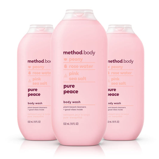Method Men, Body Wash, Pure Peace, Paraben and Phthalate Free, 532ml(18fl oz)-(Pack of 3)