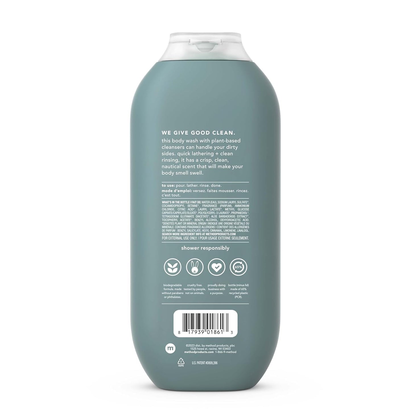 Method Men, Body Wash, Sea + Surf, Paraben and Phthalate Free, 532ml(18fl oz)-(Pack of 3)