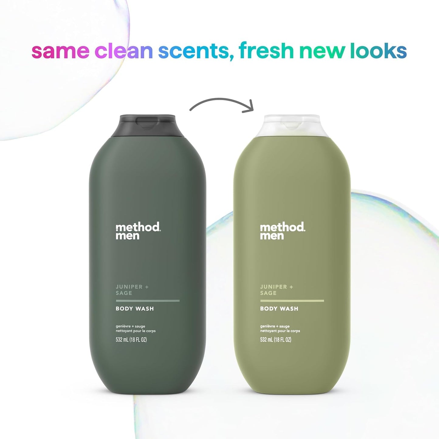 Method Men, Body Wash, Juniper + Sage, Paraben and Phthalate Free, 532ml(18fl oz)-(Pack of 3)