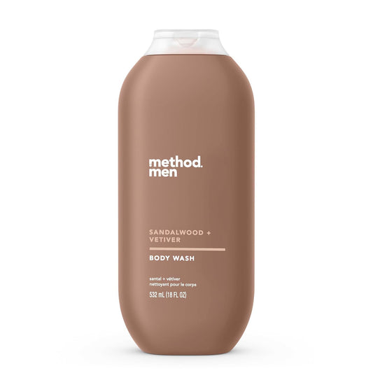 Method, Men, Body Wash,Sandalwood + Vetiver, 532ml(18fl oz)-(Pack of 1)