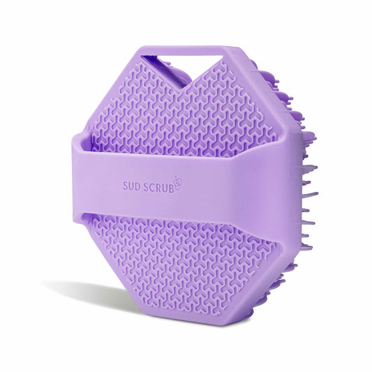 Sud Scrub® Antimicrobial Silicone Body Scrubber, Exfoliating Body Scrubber for Sensitive Skin, Eco Friendly Shower Scrubber for Body, Silicone Body Brush for Showering, (Purple)