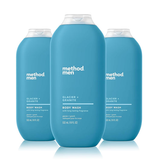 Method Men, Body Wash,Glacier + Granite, Paraben and Phthalate Free, 532ml(18fl oz)-(Pack of 3)