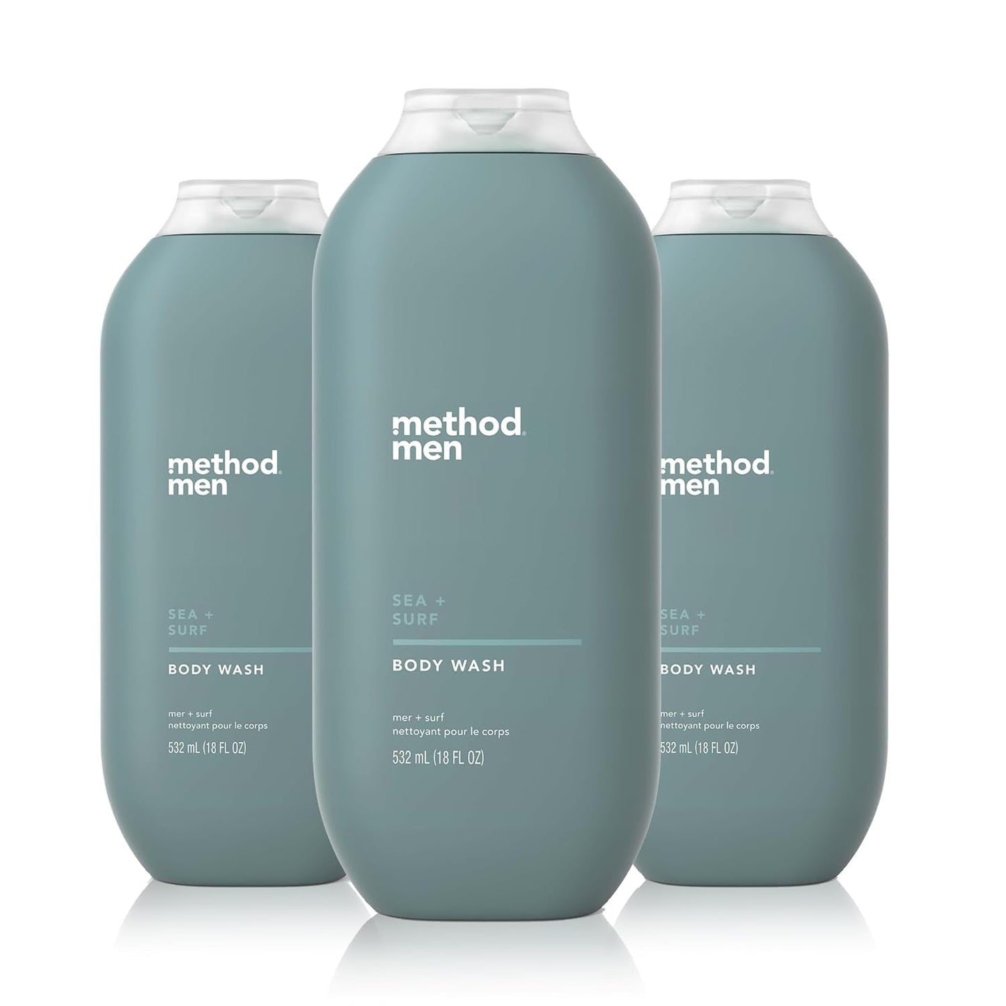 Method Men, Body Wash, Sea + Surf, Paraben and Phthalate Free, 532ml(18fl oz)-(Pack of 3)