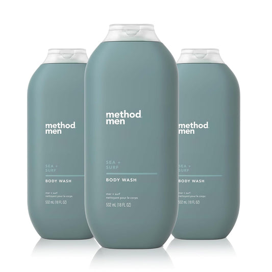 Method Men, Body Wash, Sea + Surf, Paraben and Phthalate Free, 532ml(18fl oz)-(Pack of 3)