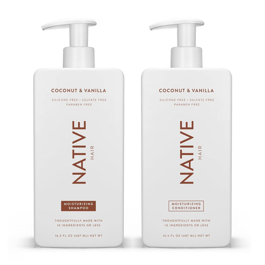 Native Coconut & Vanilla Shampoo and Conditioner Contain Naturally Derived Ingredients, All Hair Types, Color & Treated, Fine to Dry Damaged, Sulfate & Dye Free - (Pack of 1)