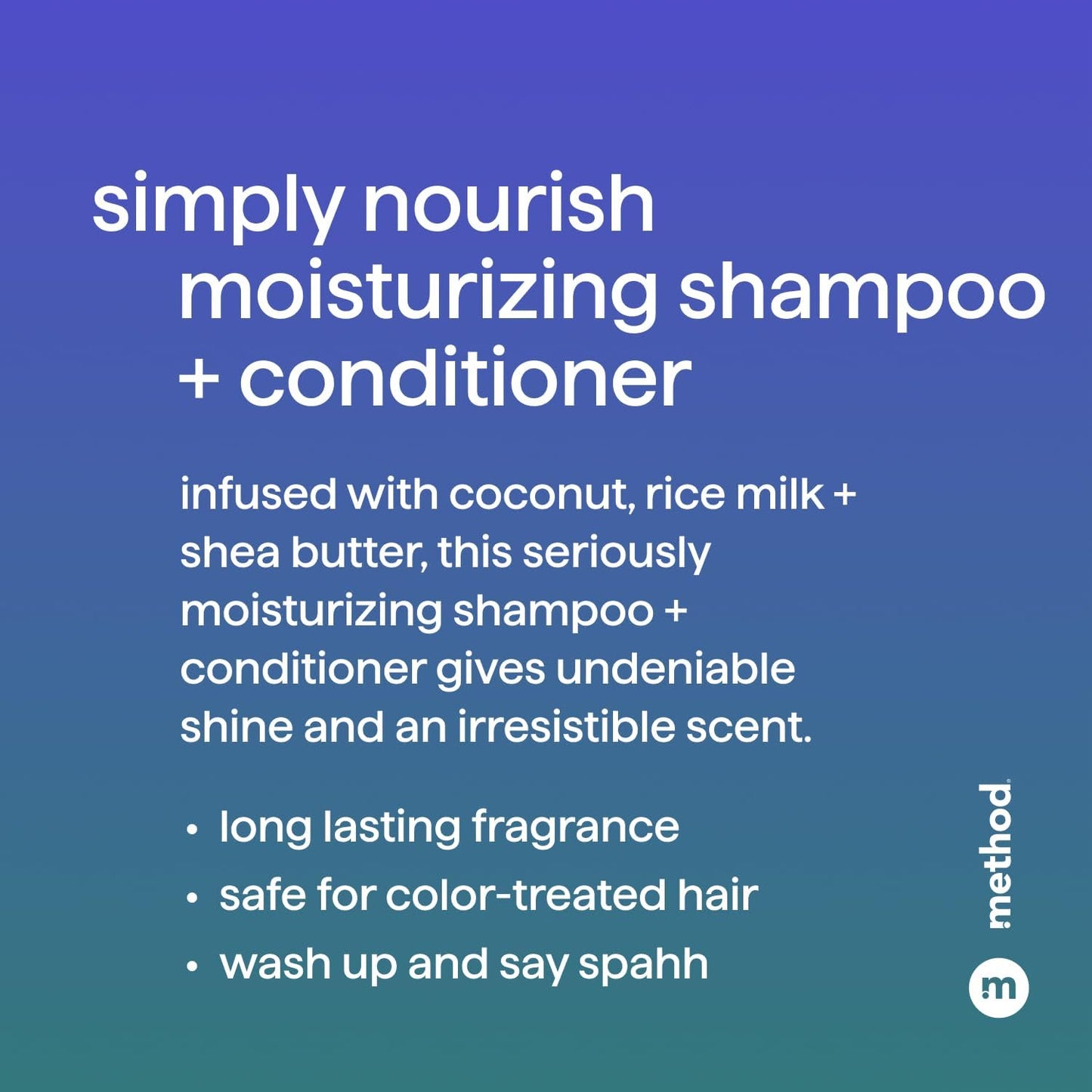 Method Daily Simply Nourish Moisturizing Hair Care Shampoo (14 oz) + Conditioner (13.5 oz) with Shea Butter, Coconut, and Rice Milk, Paraben and Sulfate Free