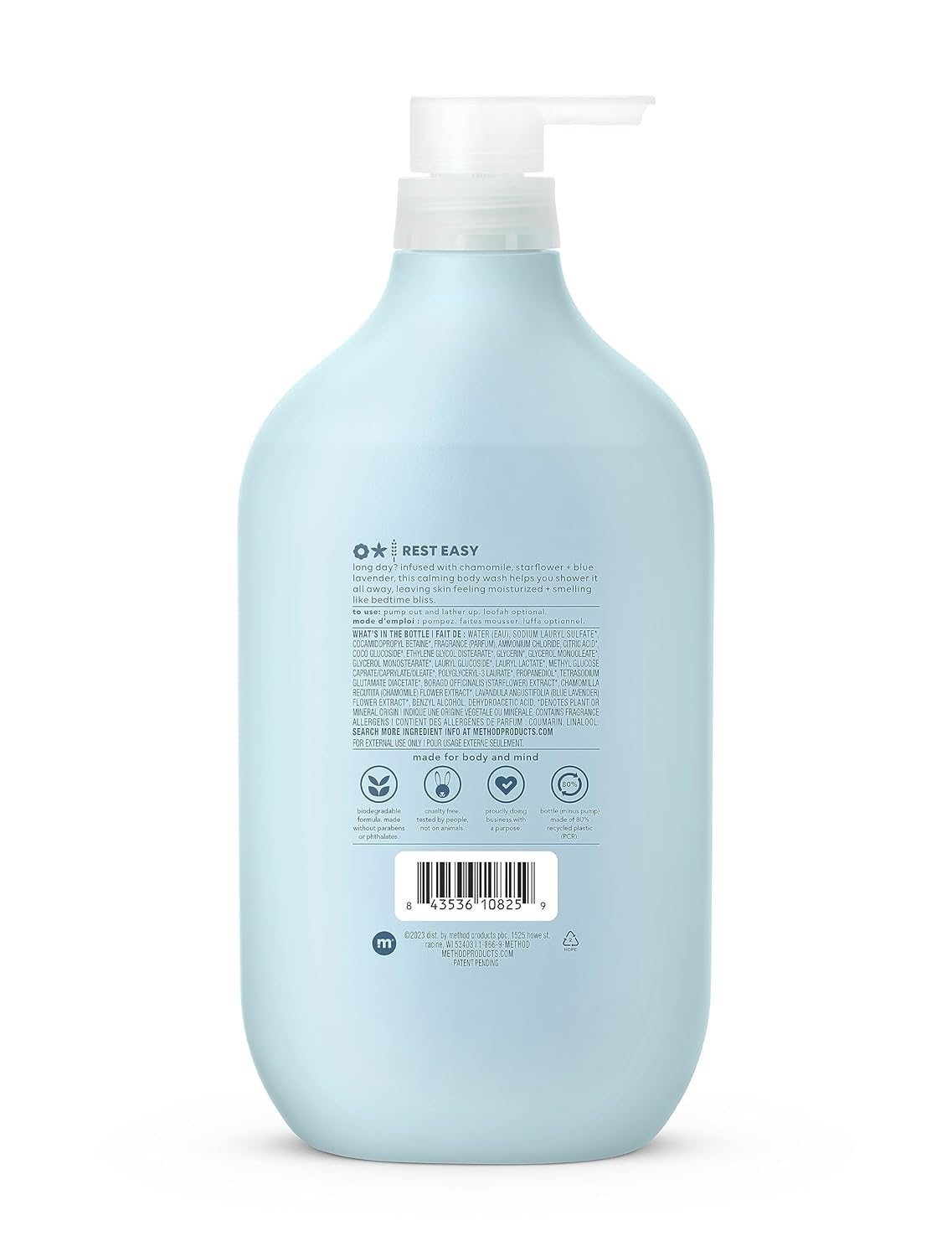 Method, Body Wash,Wind Down, 28 oz (828mL), Paraben & Phthalate Free, Biodegradable Formula,(Pack of 1)